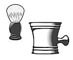 Shaving Mug and Brush Isolated on a White Background. Vector