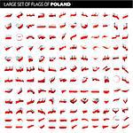 Poland flag, vector illustration on a white background. Big set