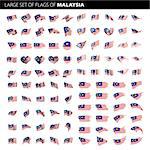 Malaysia flag, vector illustration on a white background. Big set