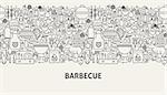 Barbecue Banner Concept. Vector Illustration of Line Web Design.