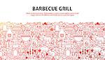 Barbecue Grill Concept. Vector Illustration of Line Website Design. Banner Template.