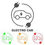 Icons of electric cars, vector. The indication of the battery level in the electric car. EPS 10