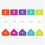 Vector illustration infographics 5 options. Data and information visualization. Dynamic infographics stylish geometric. element for design business invitations, gift cards, flyers and brochures