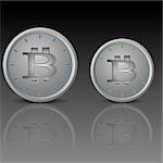 Vector illustration of two circle shaped clock faces with bitcoin signs in it