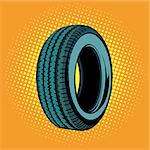 car tire one. Pop art retro vector illustration comic cartoon kitsch drawing