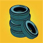 A stack of car tires. Pop art retro vector illustration comic cartoon kitsch drawing