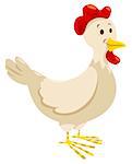 Cartoon Illustration of Chicken or Hen Farm Animal Character