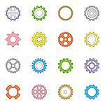 Thin line vector cog wheels and gears collection