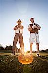 Two men, senior golfers out to play a round of golf.