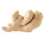 Isolated Ginger root. One ginger root isolated on white background with clipping path for package design.