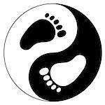 Child foot represented as yin yang sign