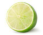 Half of lime rotated isolated on white background