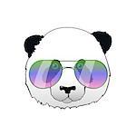 Hand drawn panda in sun glasses. Hipster panda bear illustration. Portrait with mirror sunglasses. Cool funny print for t-shirt or card.