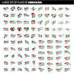 Abkhazia flag, vector illustration on a white background. Big set