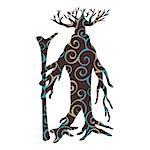 Ent tree pattern silhouette ancient legend fantasy. Vector illustration.