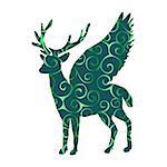 Deer Peryton pattern silhouette ancient mythology fantasy. Vector illustration.