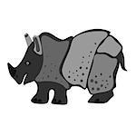 rhinoceros drawn by hand,translated into vector image. chromatic tones.