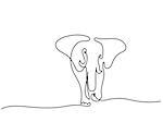 Continuous line drawing. Elephant walking symbol. Logo of the elephant. Vector illustration