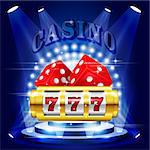 Big win or jackpot - 777 on slot machine, casino concert