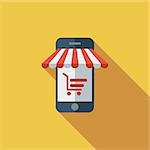 Mobile store icon. Flat vector related icon with long shadow for web and mobile applications. It can be used as - logo, pictogram, icon, infographic element. Vector Illustration.