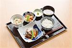 Set menu of boiled mackerel miso style
