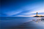 Lighthouse at dusk, Capo Granitola, Campobello di Mazara, province of Trapani, Sicily, Italy, Mediterranean, Europe