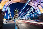 Tower Bridge at night, Southwark, London, England, United Kingdom, Europe