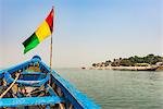 Guinean flag on a boat, Conakry, Republic of Guinea, West Africa, Africa