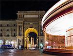 Long exposure of carousel at night in Florence, Tuscany, Italy, Europe