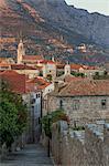 View to the old town of Korcula Town at sunset, Korcula, Croatia, Europe