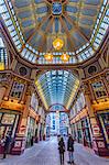 Fisheye view of interior of Leadenhall Market, The City, London, England, United Kingdom, Europe