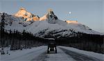 Jeep on road, Jasper National Park, Canada