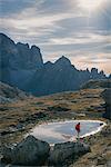 Hiker in Dolomites near Cortina d'Ampezzo, Veneto, Italy
