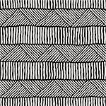 Seamless geometric doodle pattern in black and white. Adstract hand drawn lines retro texture.