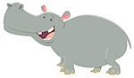 Cartoon Illustration of Funny Hippo or Hippopotamus Animal Character