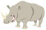 Cartoon Illustration of Funny Rhino or Rhinoceros Animal Character