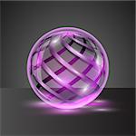 Transparent sphere with colorful stripes. Vector illustration.
