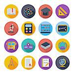 Education flat color icon on the circle. Vector illustration.