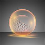 3d orange vector sphere.Vector illustration of transparent clear shiny crystal ball logo.