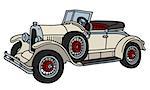 The vector illustration of a vintage cream small cabriolet