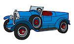 The vector illustration of a vintage blue racecar