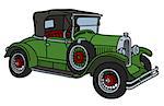 The vector illustration of a vintage green roadster