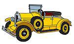 The vector illustration of a vintage yellow small cabriolet