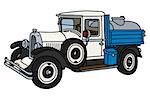 The vector illustration of a vintage dairy tank truck