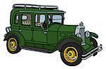 The vector illustration of a vintage green limousine