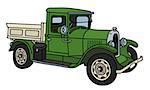 The vector illustration of a vintage green lorry