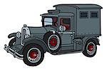 The vector illustration of a vintage gray cabinet truck