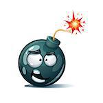 Cartoon bomb, fuse, wick, spark icon Funny smiley Vector eps 10