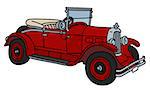 The vector illustration of a vintage red small cabriolet