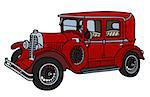 The vector illustration of a vintage red limousine